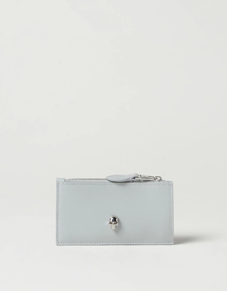 Skull Zip Card Holder Light Grey