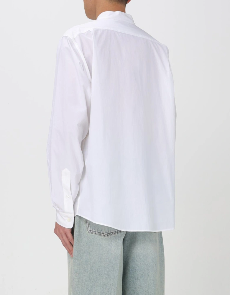Long Sleeve Shirt Mandarin Collar Pocket Detail