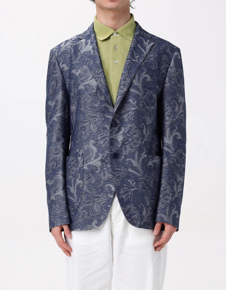 Paisley Print Linen Blazer