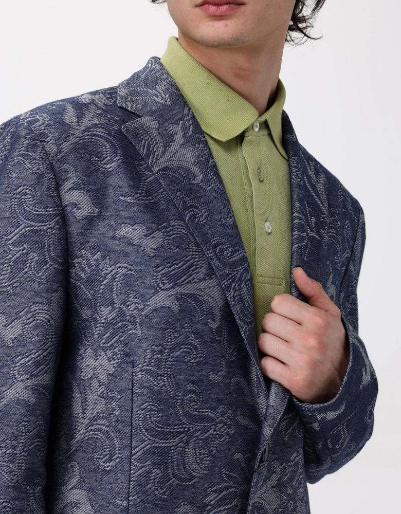 Paisley Print Linen Blazer