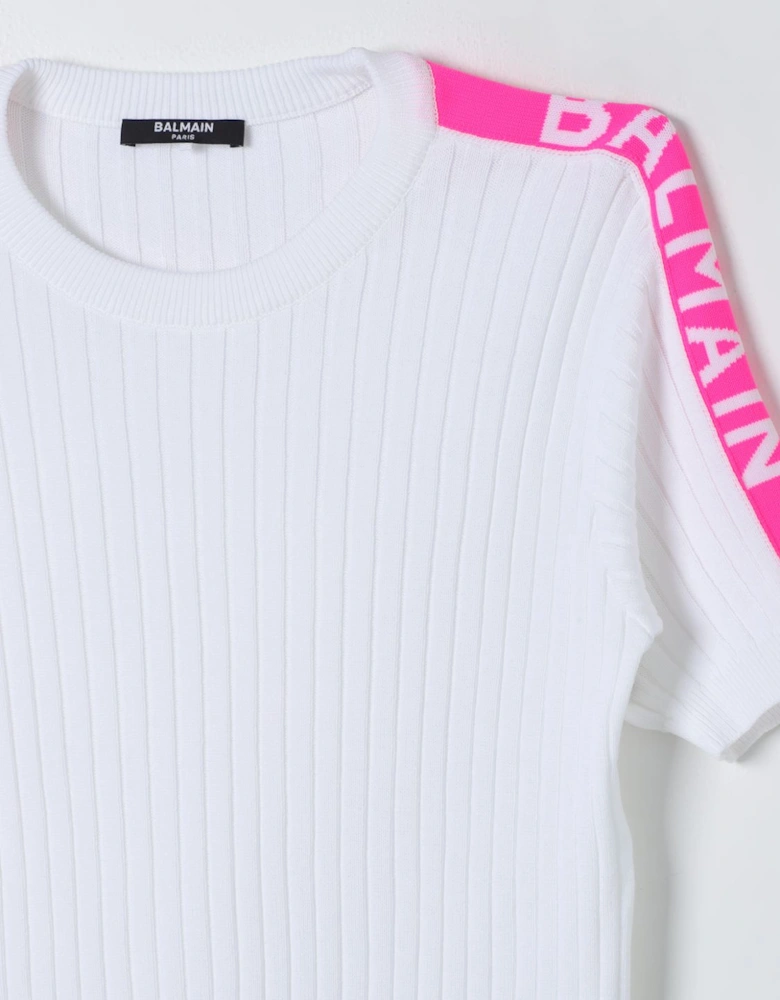 Ribbed Knit Mini Dress Short Sleeves