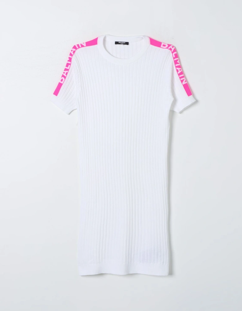 Ribbed Knit Mini Dress Short Sleeves