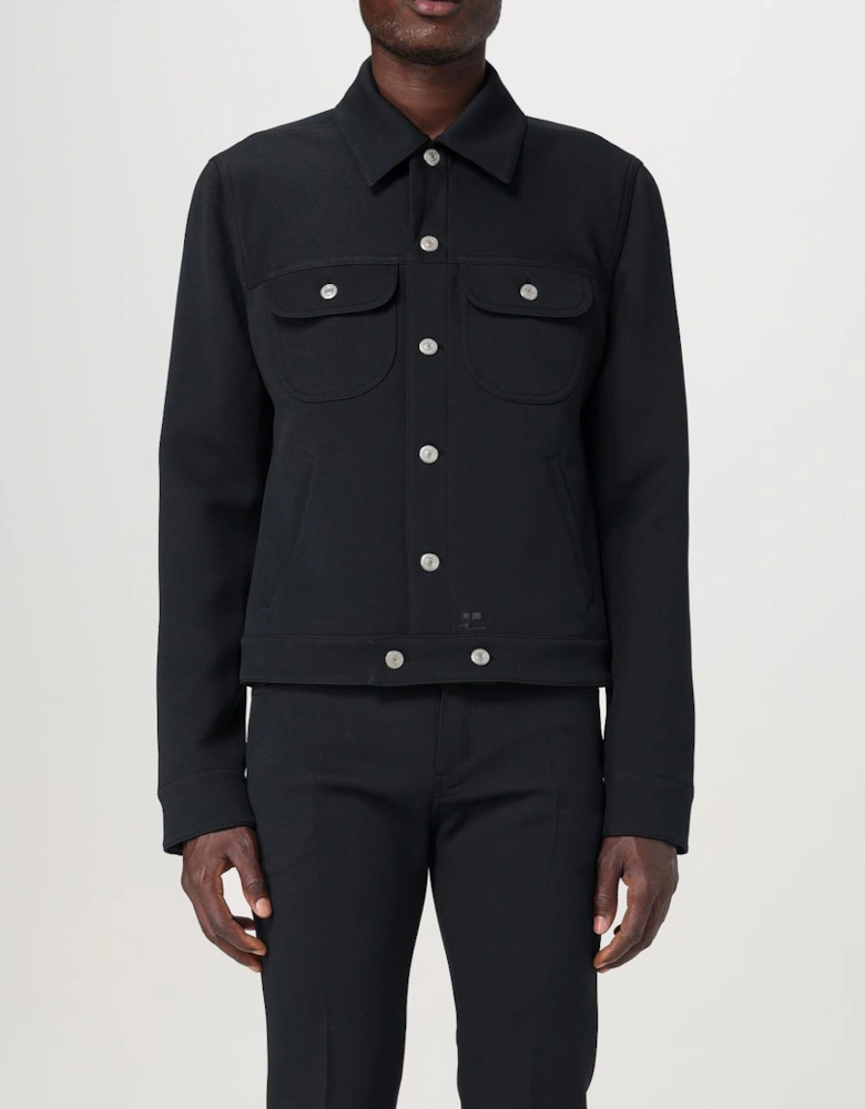 Classic Fit Jacket with Patch Pockets and Button Closure