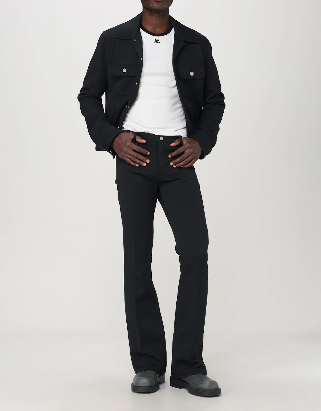 Classic Fit Jacket with Patch Pockets and Button Closure