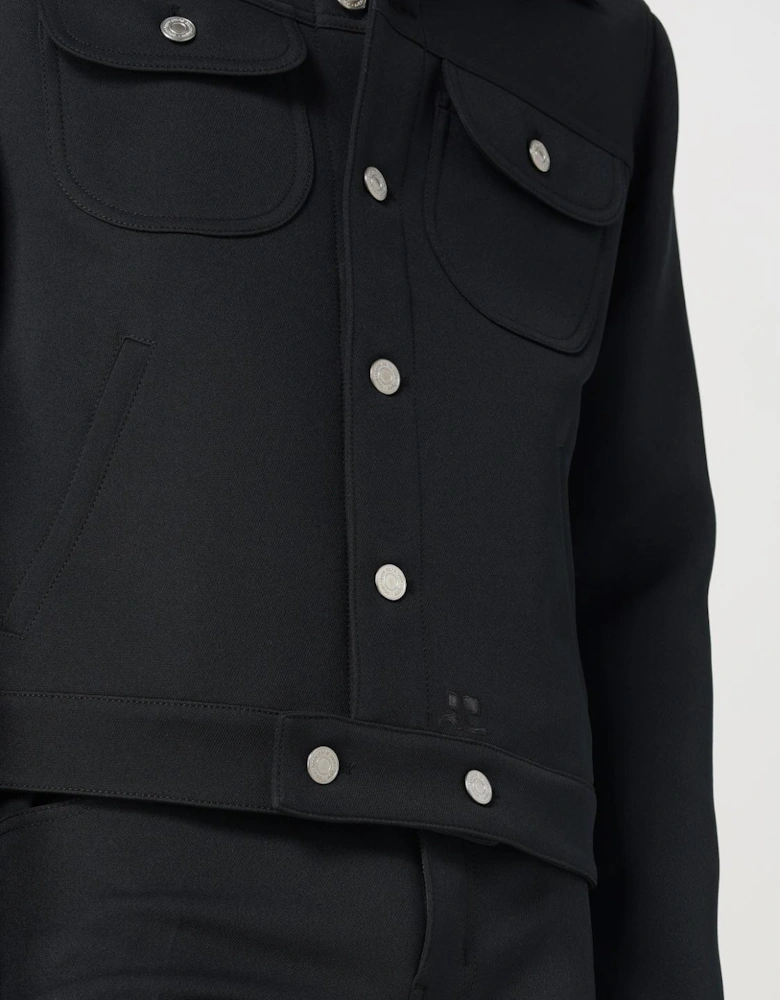 Classic Fit Jacket with Patch Pockets and Button Closure
