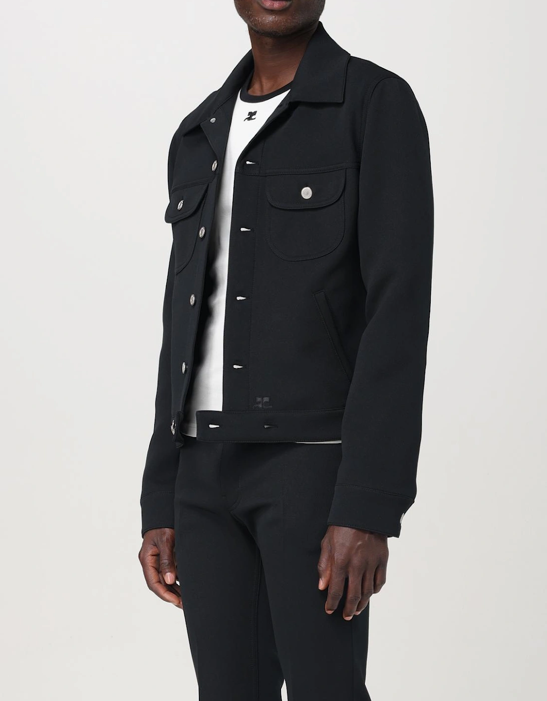 Classic Fit Jacket with Patch Pockets and Button Closure