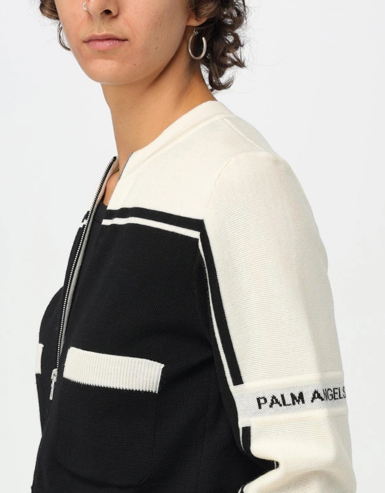 Colorblock ZipUp Knit Cardigan
