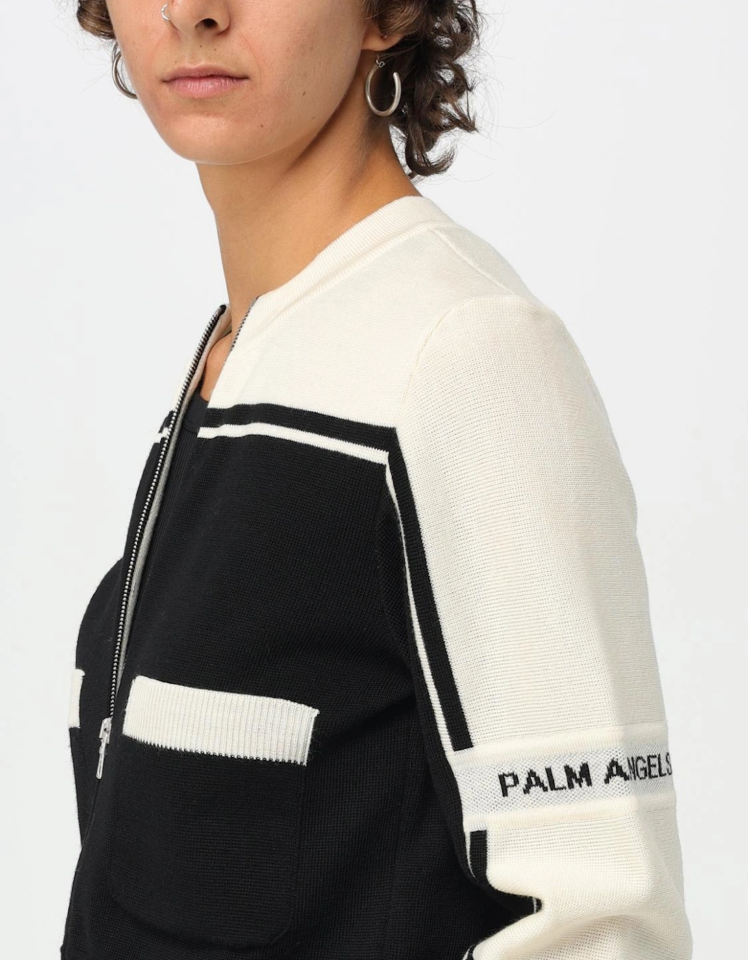 Colorblock ZipUp Knit Cardigan