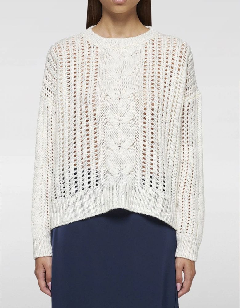 Cable Knit Eyelet Detail Sweater