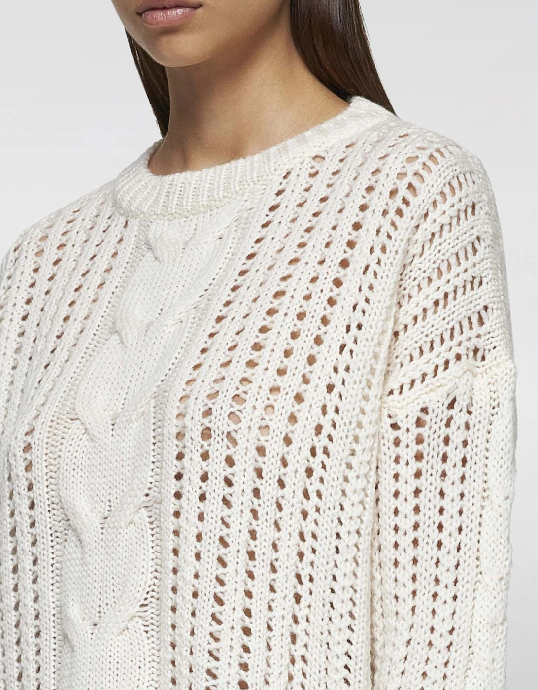 Cable Knit Eyelet Detail Sweater