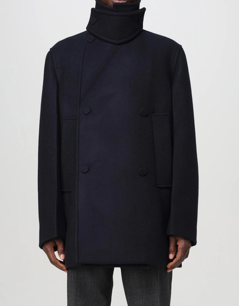 High Neck DoubleBreasted Wool Coat