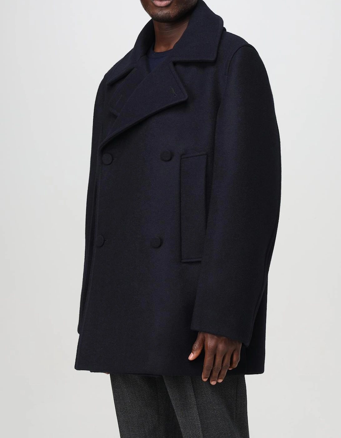 High Neck DoubleBreasted Wool Coat