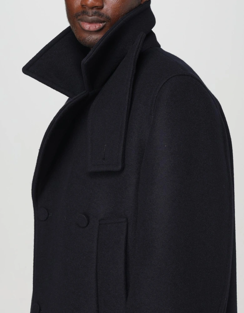 High Neck DoubleBreasted Wool Coat