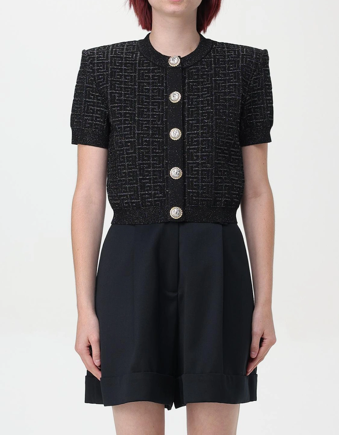 Metallic Knit Cardigan Short Sleeves, 6 of 5