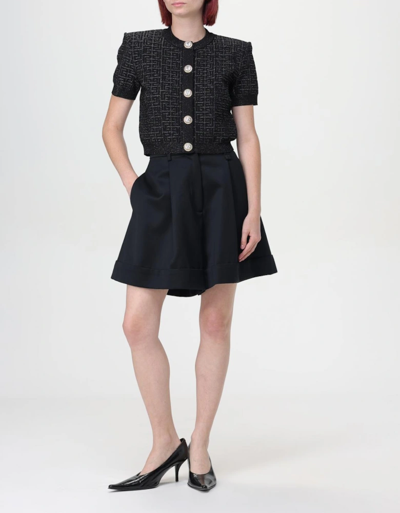Metallic Knit Cardigan Short Sleeves
