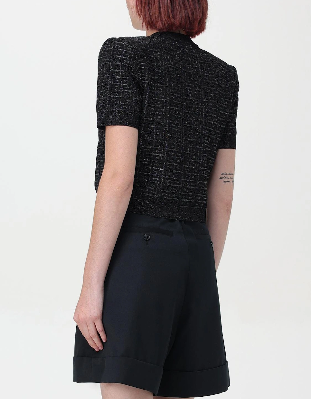 Metallic Knit Cardigan Short Sleeves