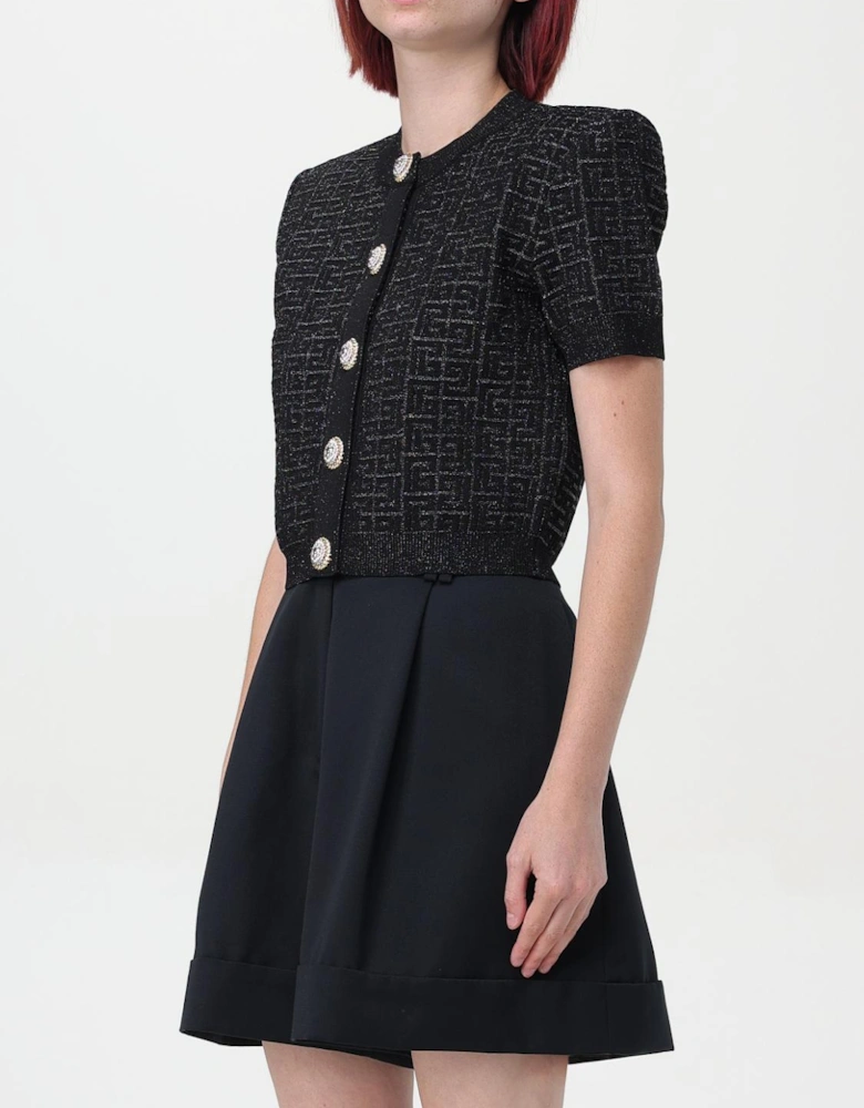 Metallic Knit Cardigan Short Sleeves