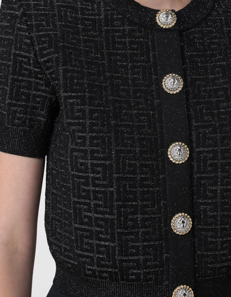 Metallic Knit Cardigan Short Sleeves