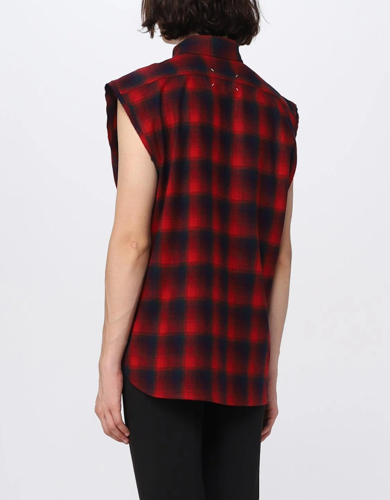Sleeveless Plaid Cotton Shirt