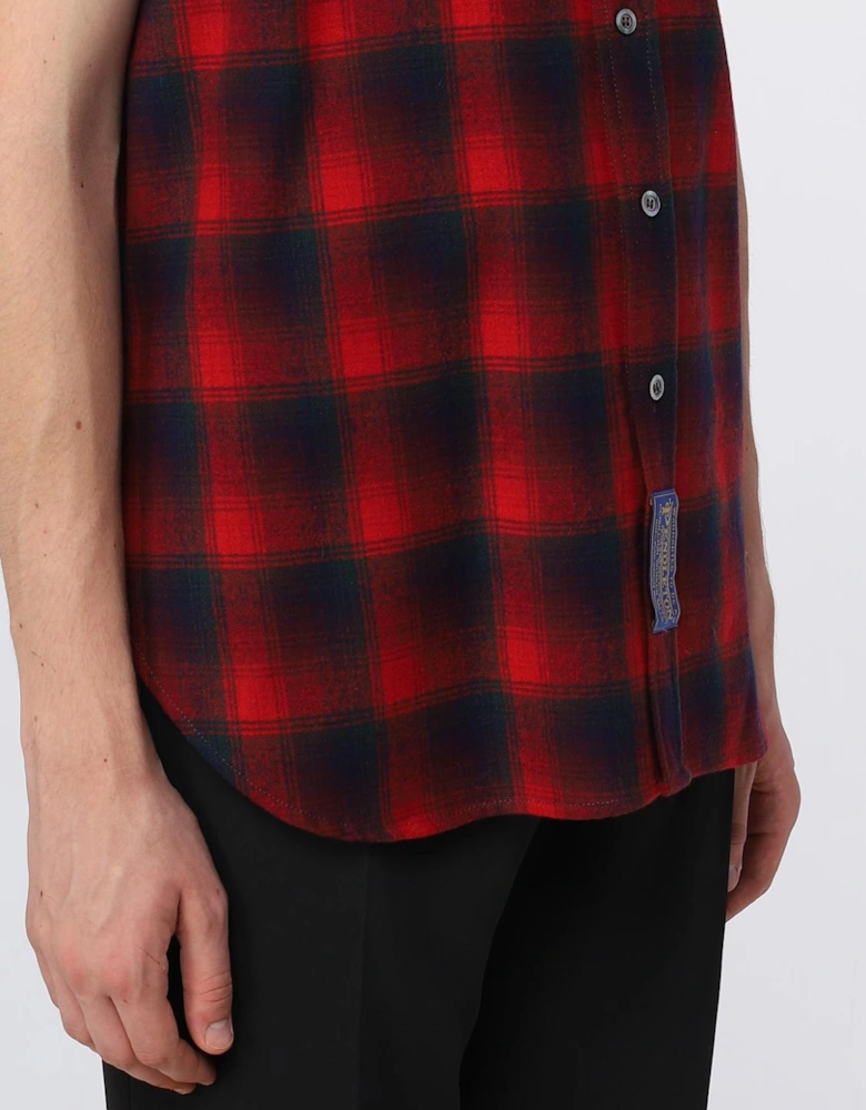 Sleeveless Plaid Cotton Shirt