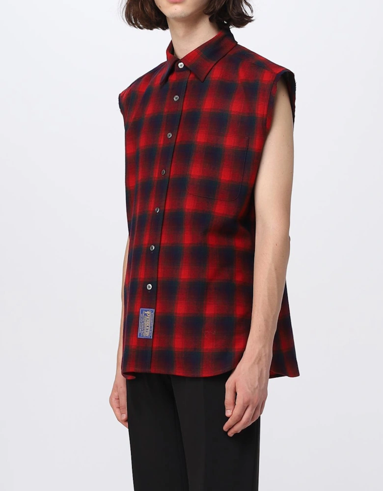 Sleeveless Plaid Cotton Shirt