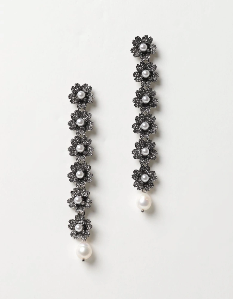 Floral Pearl Drop Earrings