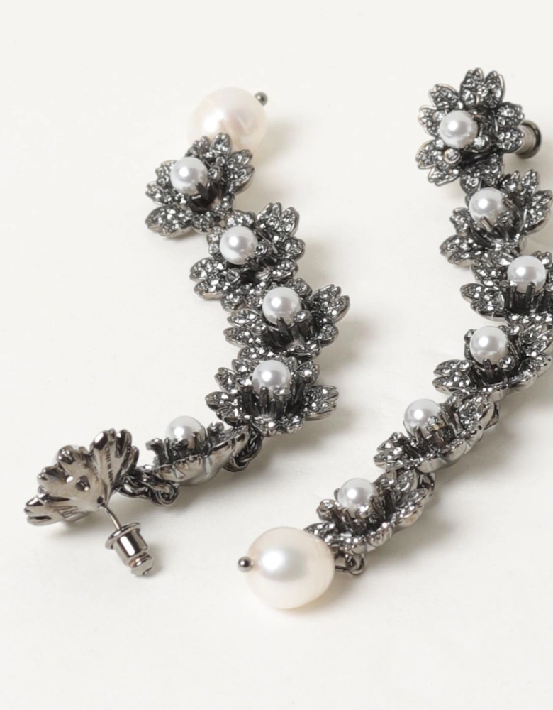 Floral Pearl Drop Earrings