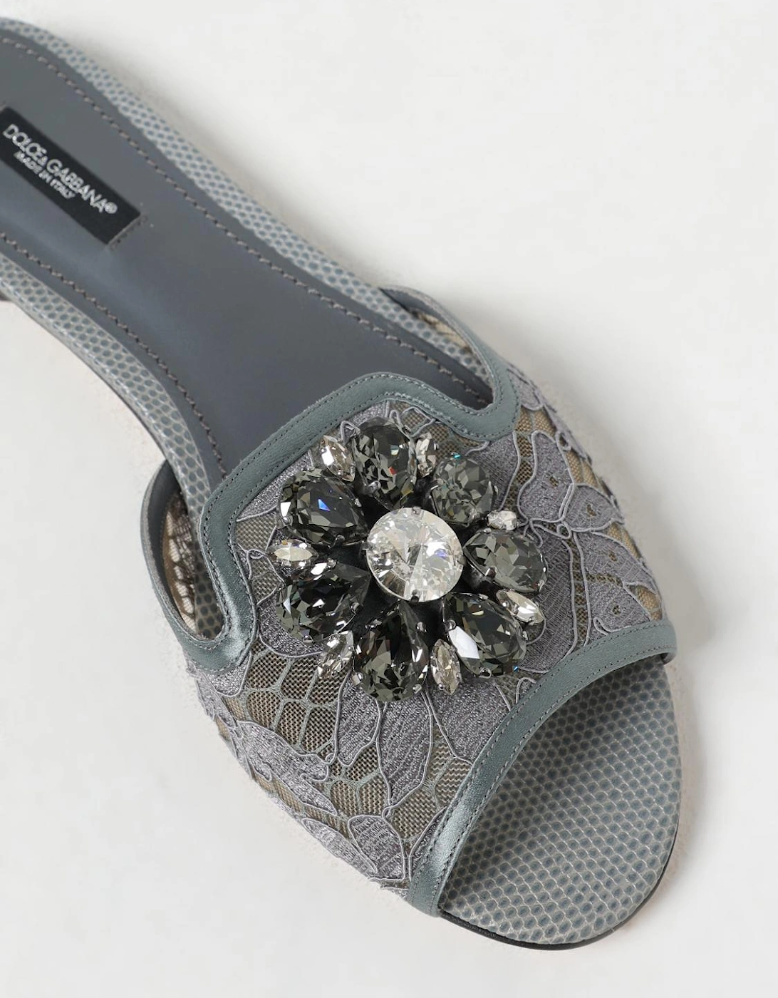 Lace Sandals Crystal Embellishment