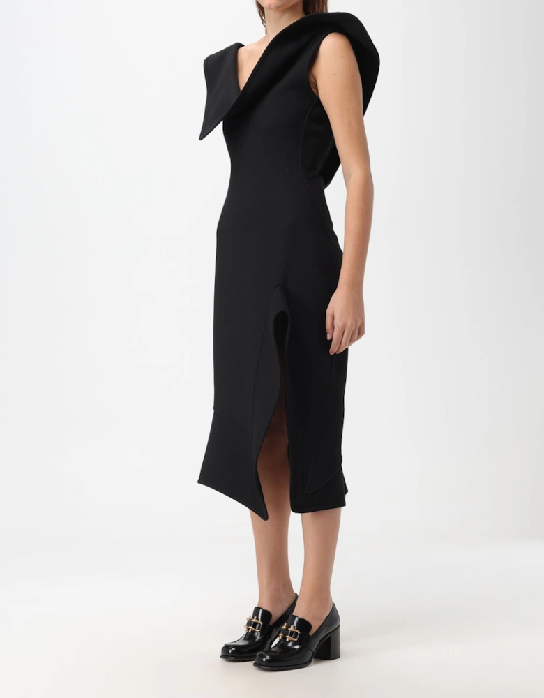 Neoprene Asymmetrical Hem Dress