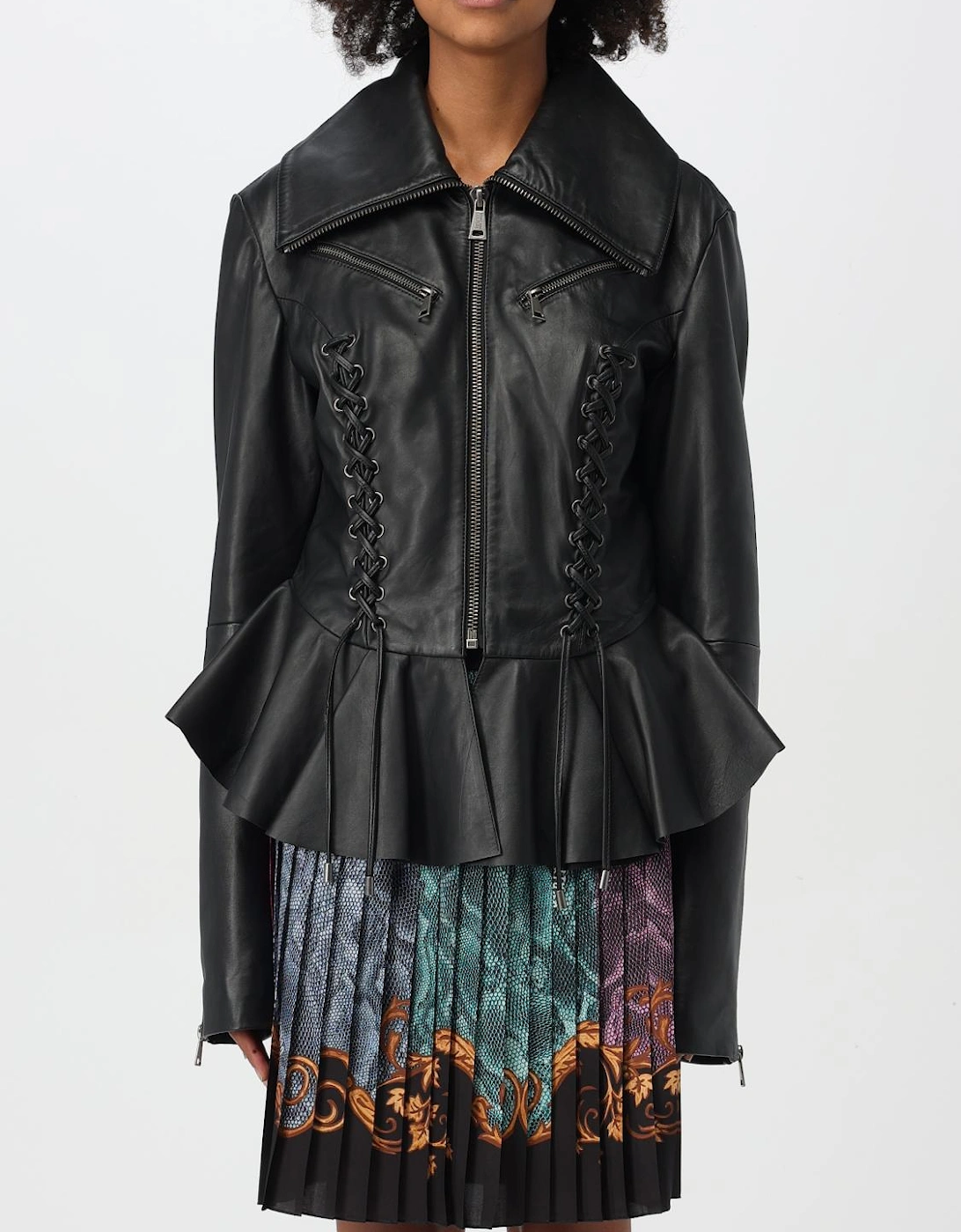 Peplum Leather Jacket LaceUp Detail, 5 of 4