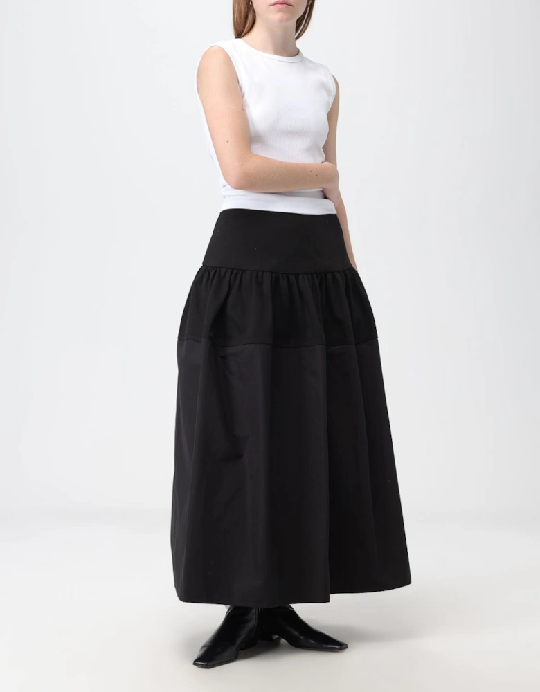 Tiered Midi Skirt Cotton Poplin