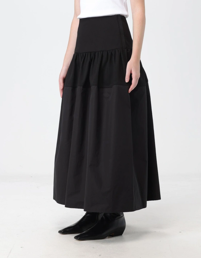 Tiered Midi Skirt Cotton Poplin