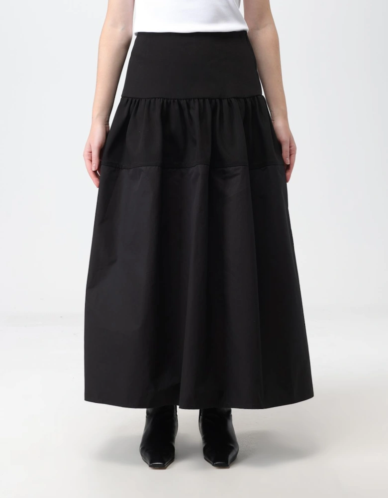 Tiered Midi Skirt Cotton Poplin