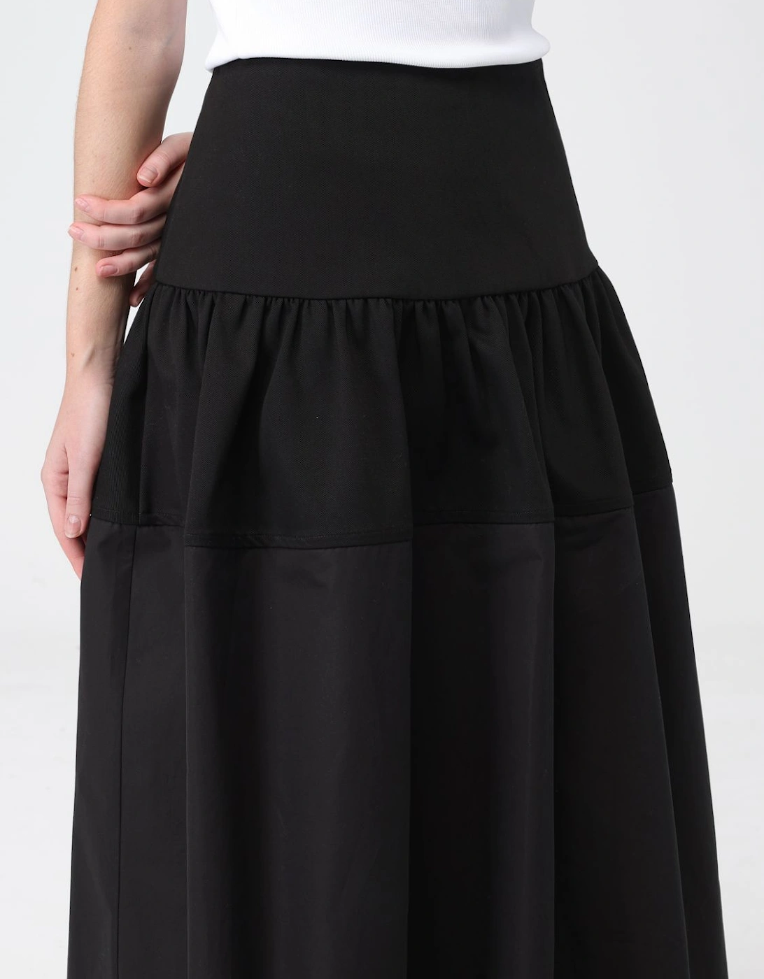 Tiered Midi Skirt Cotton Poplin