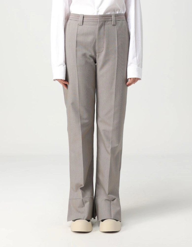 Wide Leg Check Trousers