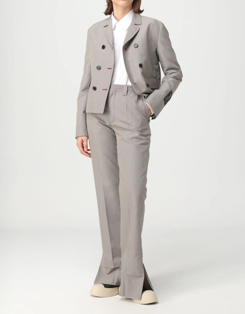 Wide Leg Check Trousers