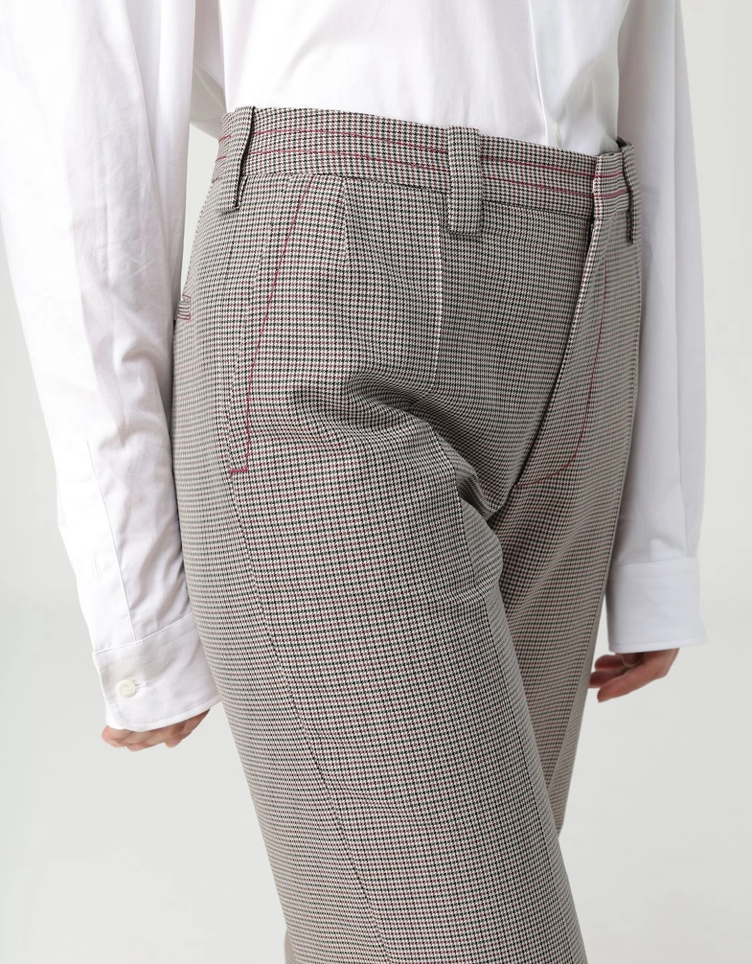 Wide Leg Check Trousers