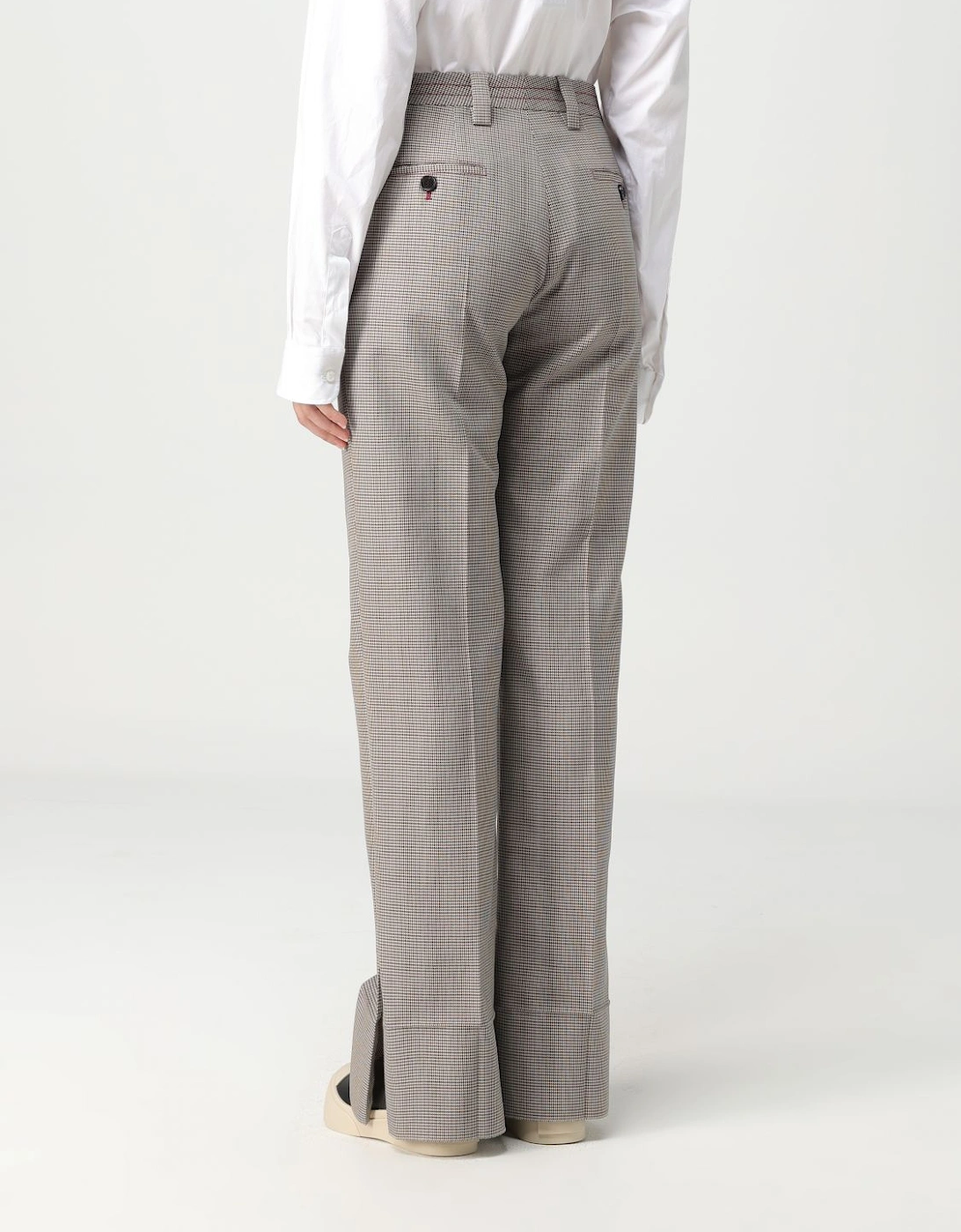 Wide Leg Check Trousers