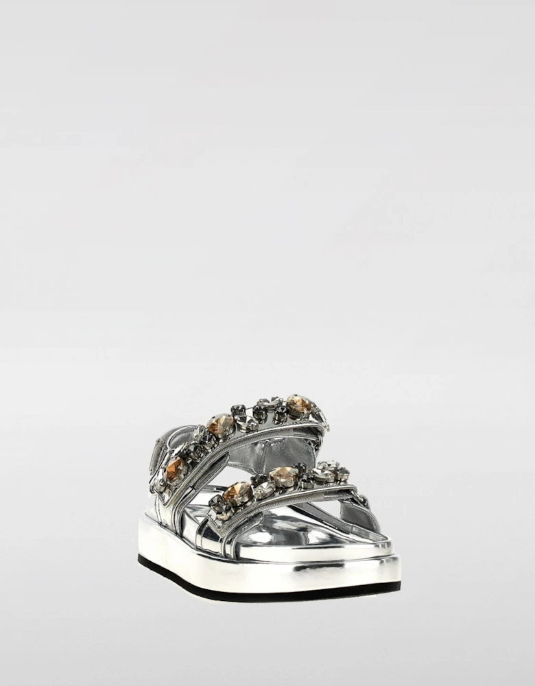 Platform Sandals Crystal Embellishments