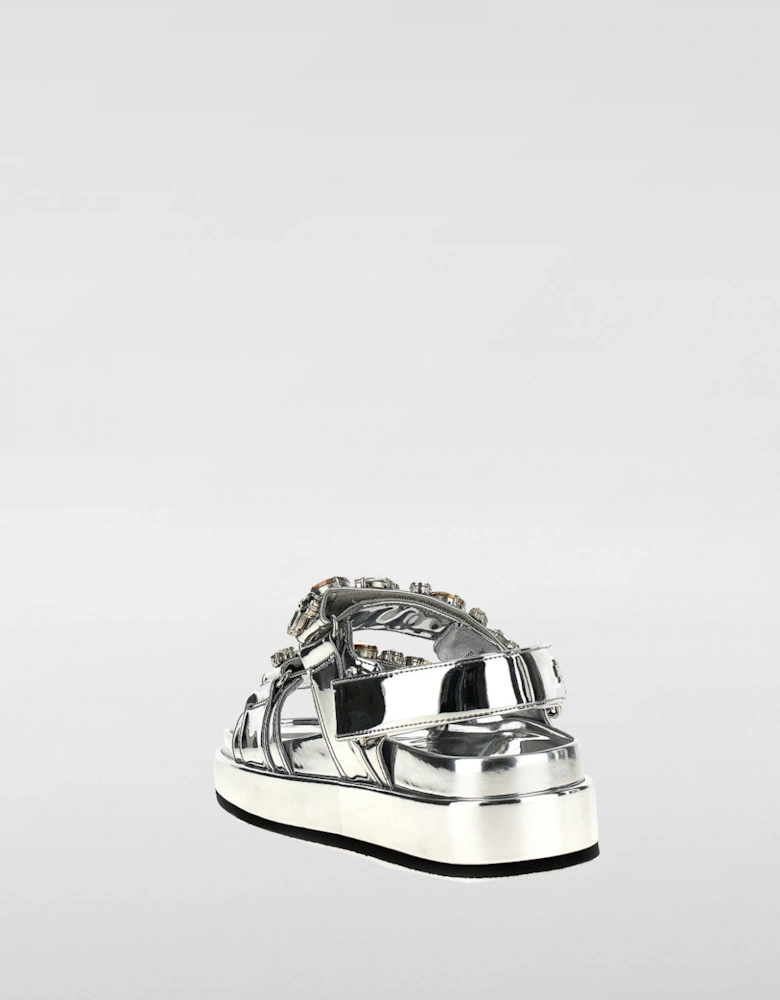 Platform Sandals Crystal Embellishments