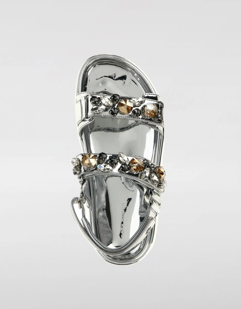 Platform Sandals Crystal Embellishments