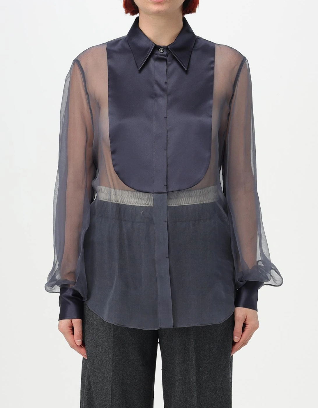 Silk Chiffon Blouse with Satin Yoke, 6 of 5