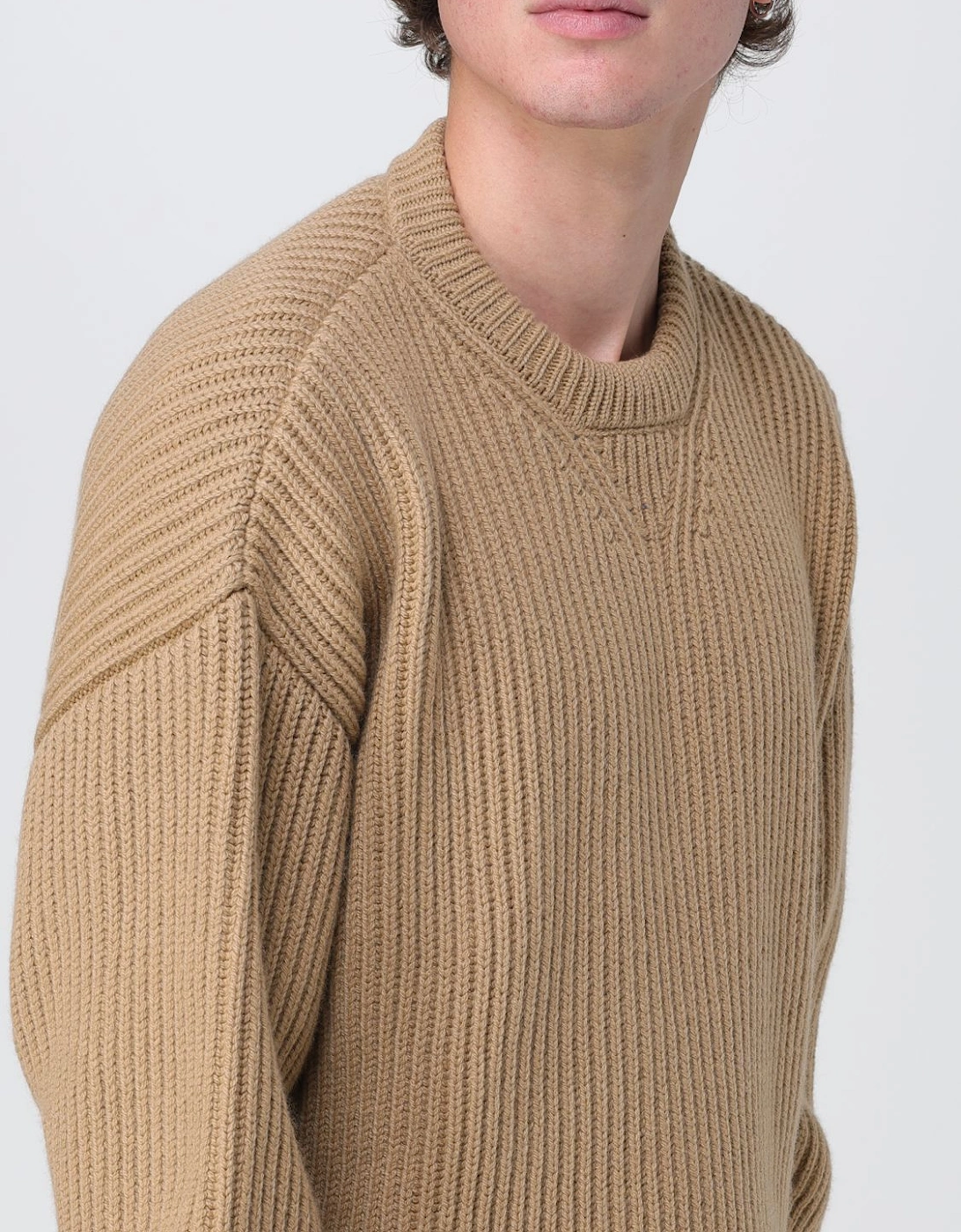 Ribbed Knit Crewneck Sweater