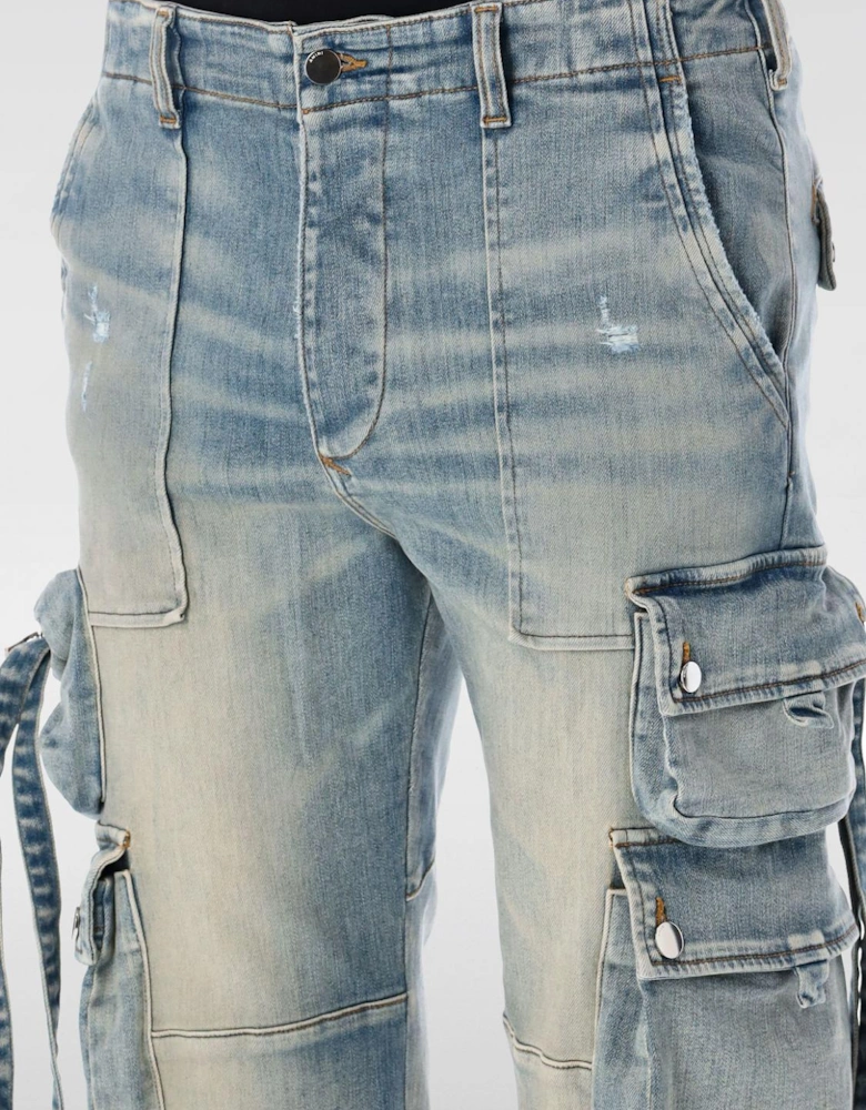 MX1 Distressed Denim Cargo Pants