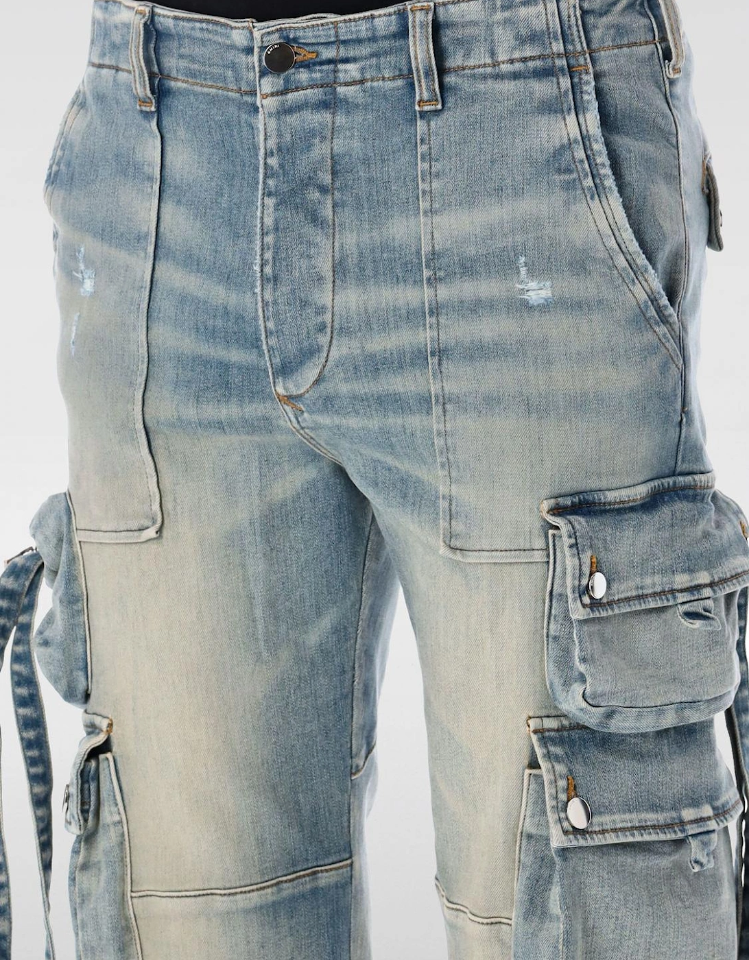 MX1 Distressed Denim Cargo Pants