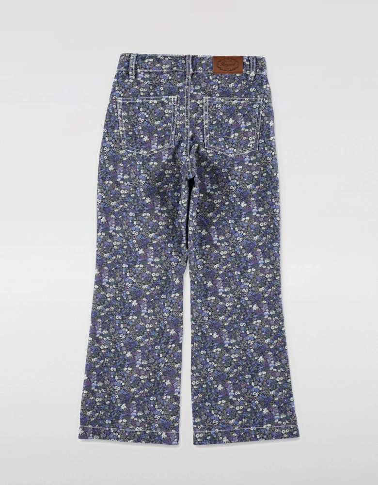 Floral Print Wide Leg Jeans