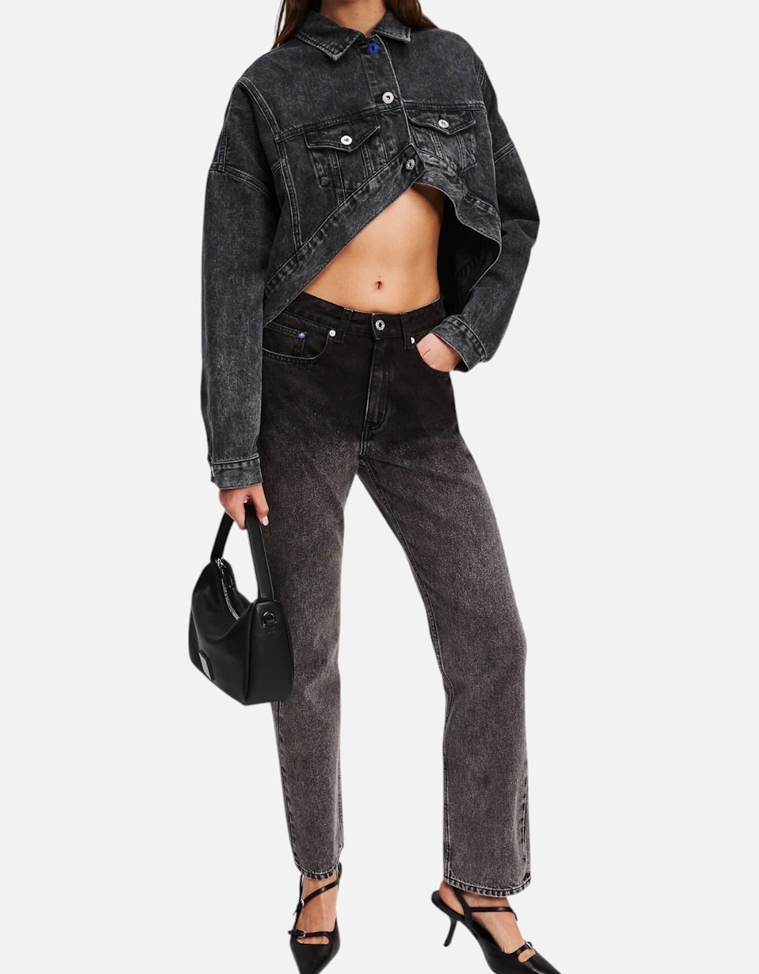 Button-Fastened Long Sleeve Cotton Blazer