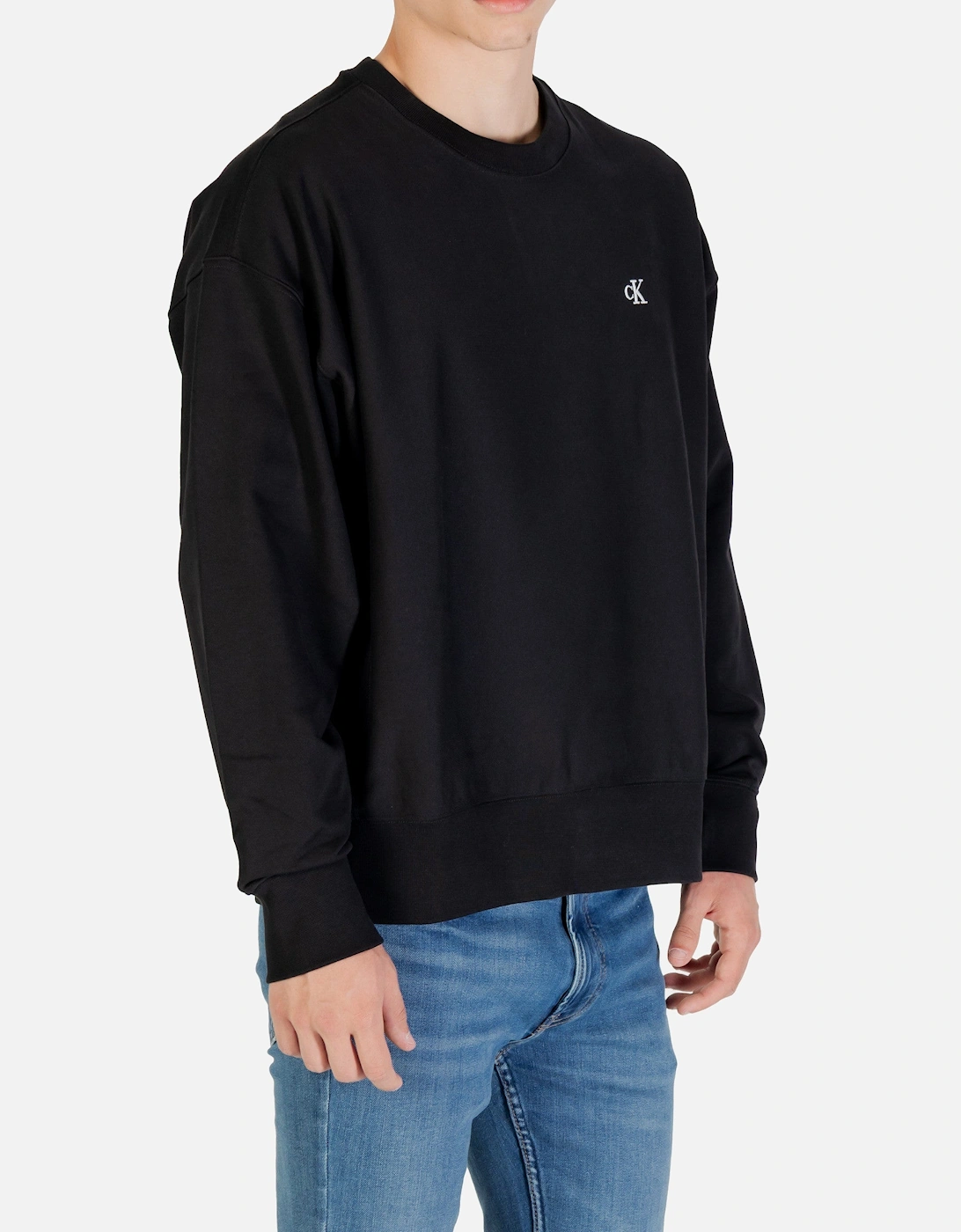 Round Neck Long Sleeve Cotton-Blend Sweatshirt
