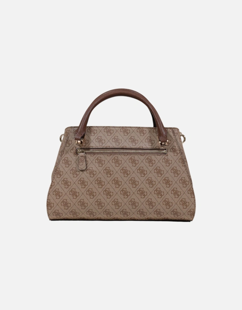 Printed Handbag with Zip Fastening and Inside Pockets
