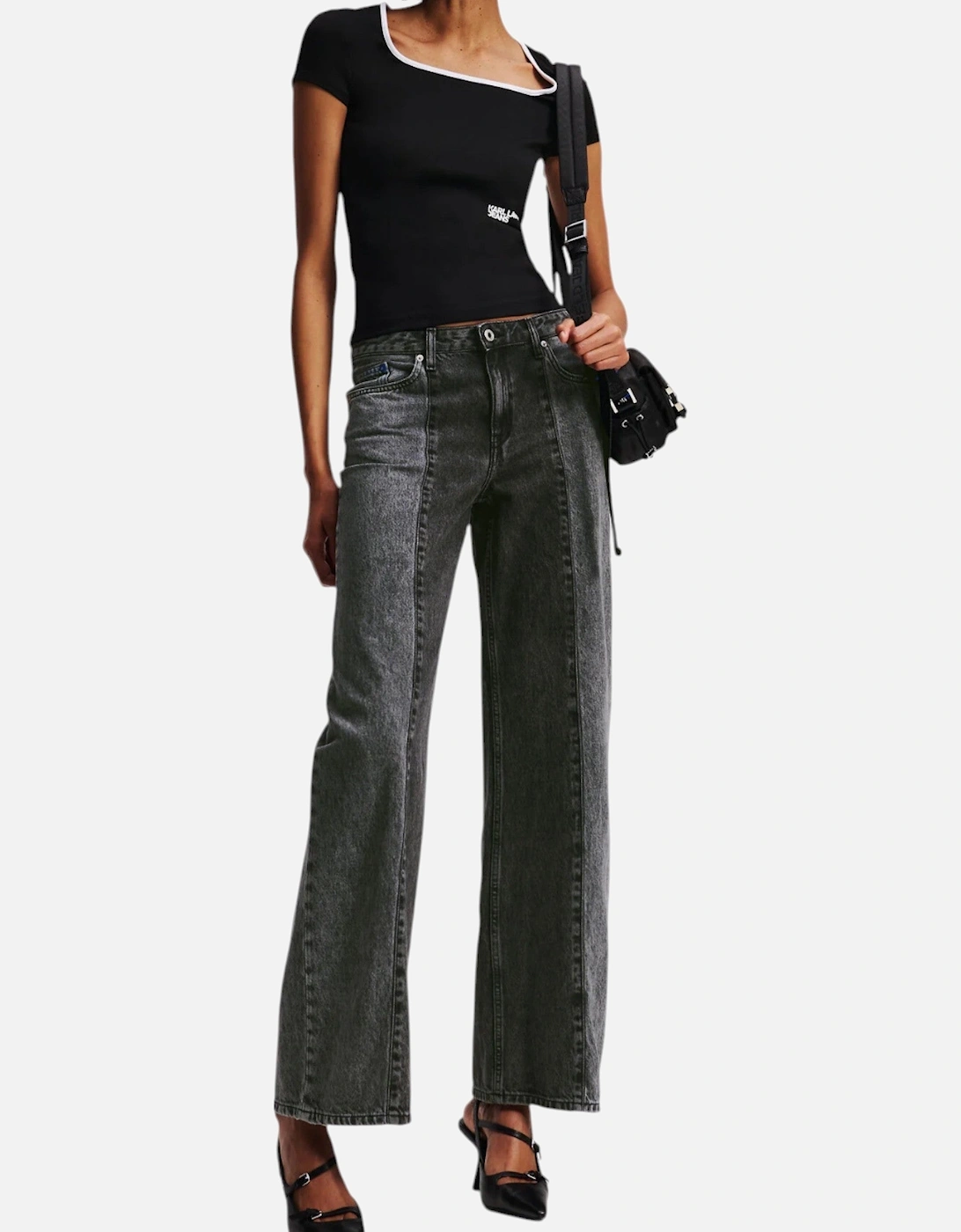Zip and Button Classic Denim Jeans with Front and Back Pockets